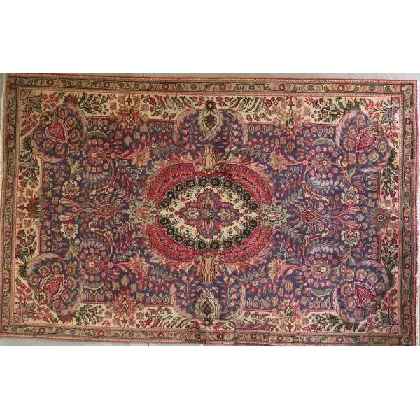 One Of The Kind Hand-Knotted Persian Wool Rug _ Luxurious Vintage Design, 7'10" x 4'11", Artisan Crafted